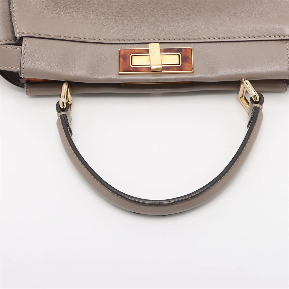 Fendi Peekaboo Regular Leather Two-Way Handbag Greige