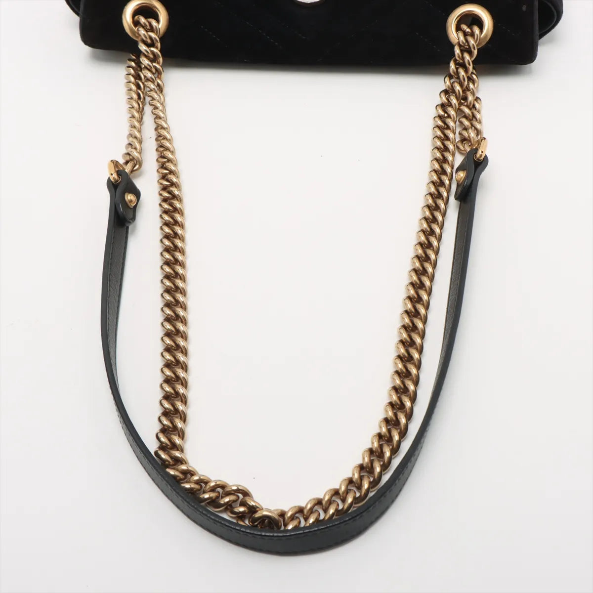 Gucci GG Marmont Crystals Velour x Bijou Chain Shoulder Bag Black