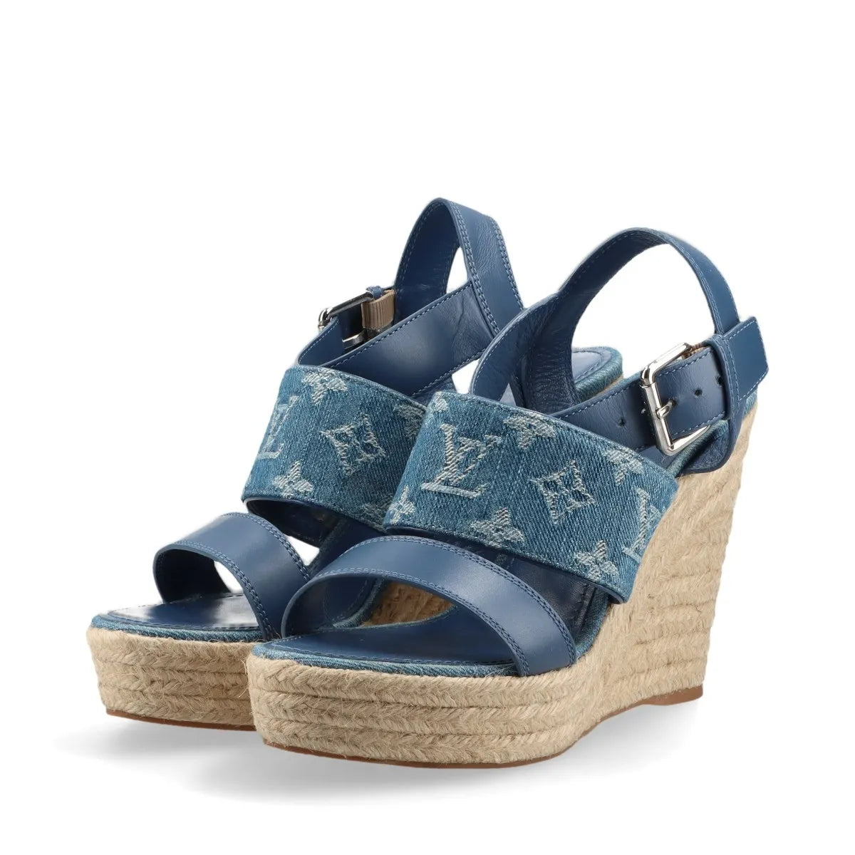 Louis Vuitton Monogram Starboard Denim Wedge Sandal Blue