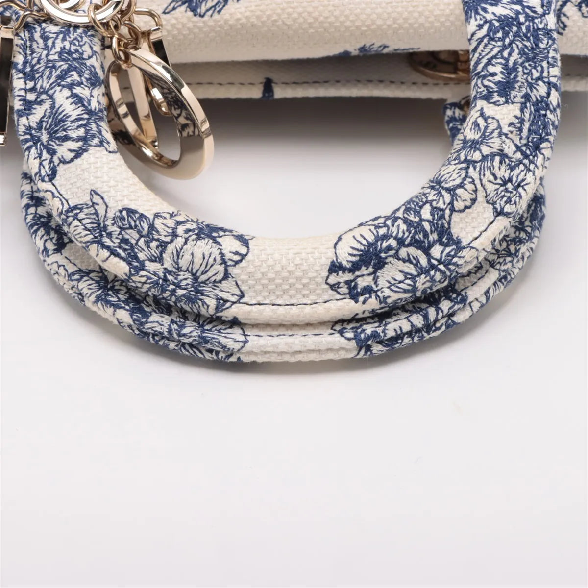 Christian Dior Lady D-Lite Medium Canvas Two-Way Shoulder Bag White x Blue