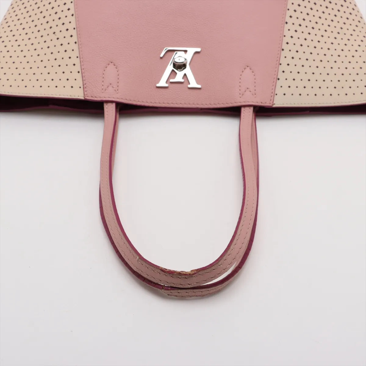 Louis Vuitton Perforated Lockme Cabas Tote Bag Pink x Cream