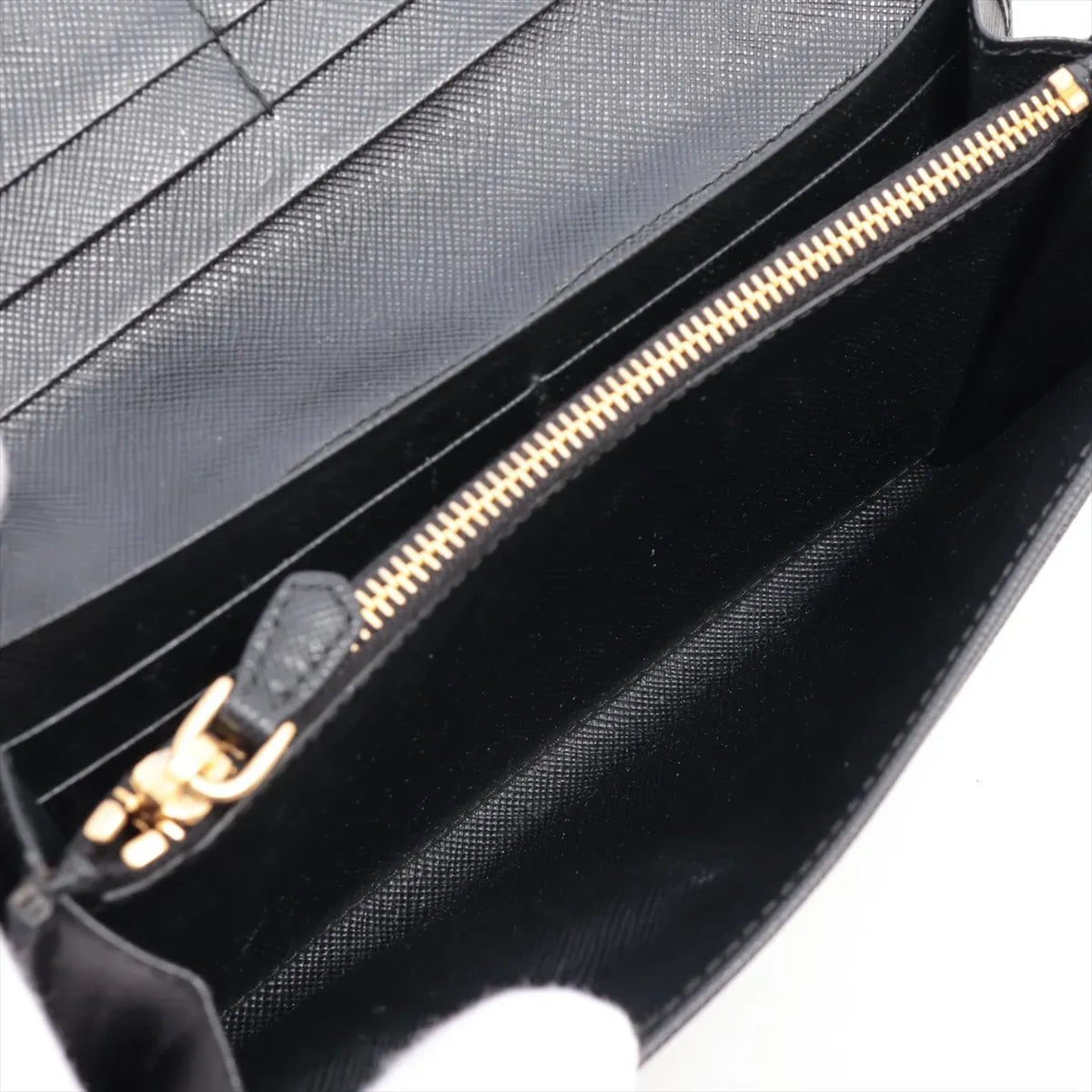 Prada Saffiano Leather Ribbon Long Wallet Black