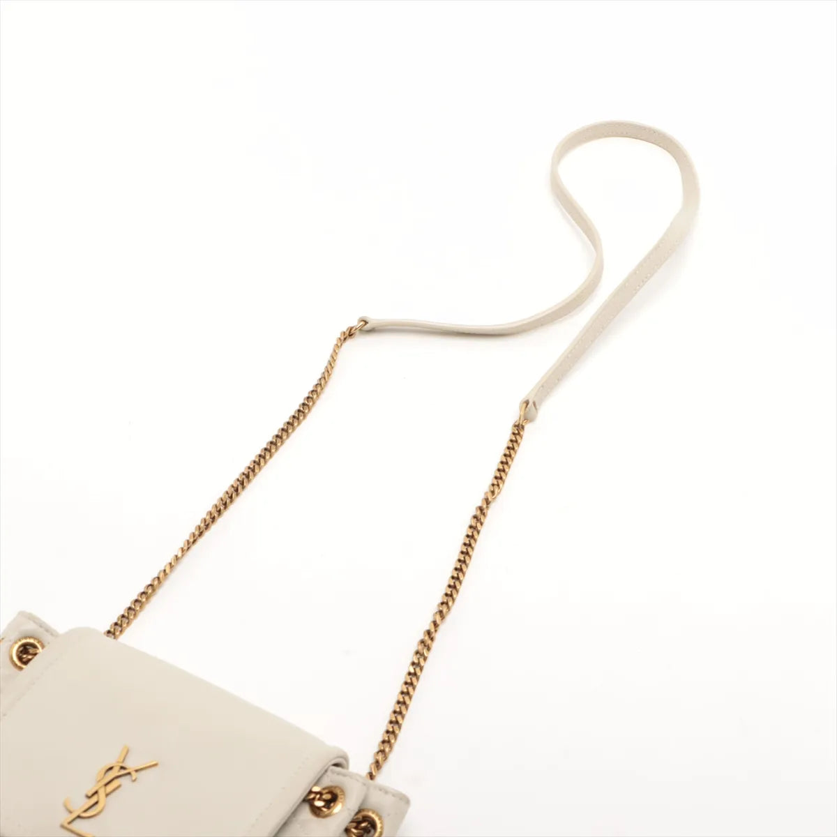 Saint Laurent Paris Mini Nolita Leather Chain Shoulder Bag White