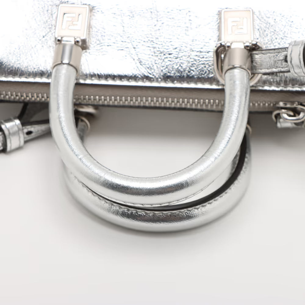 Fendi By The Way Mini Leather Two-Way Handbag Silver