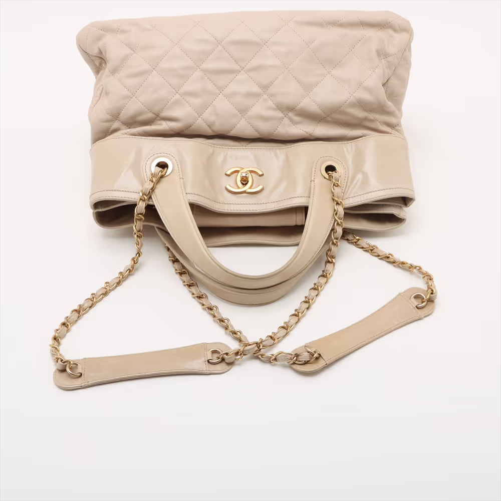 Chanel In The Mix Vintage Calfskin Two-Way Tote Bag Beige