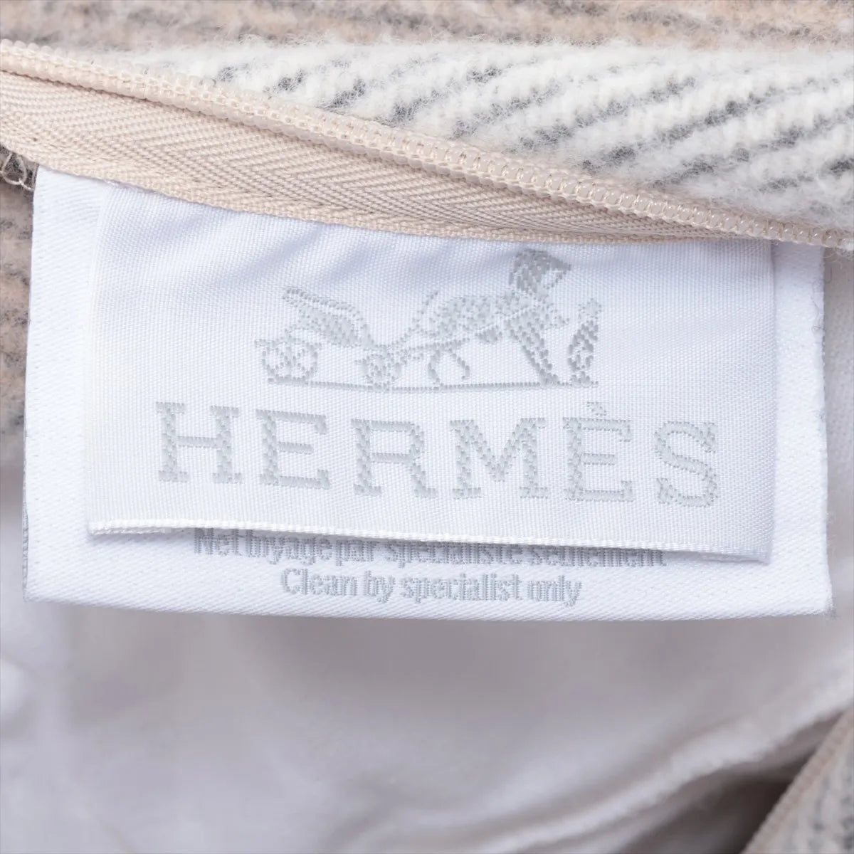 Hermès Avalon Bayadère Wool & Cashmere Cushion Gray x Beige