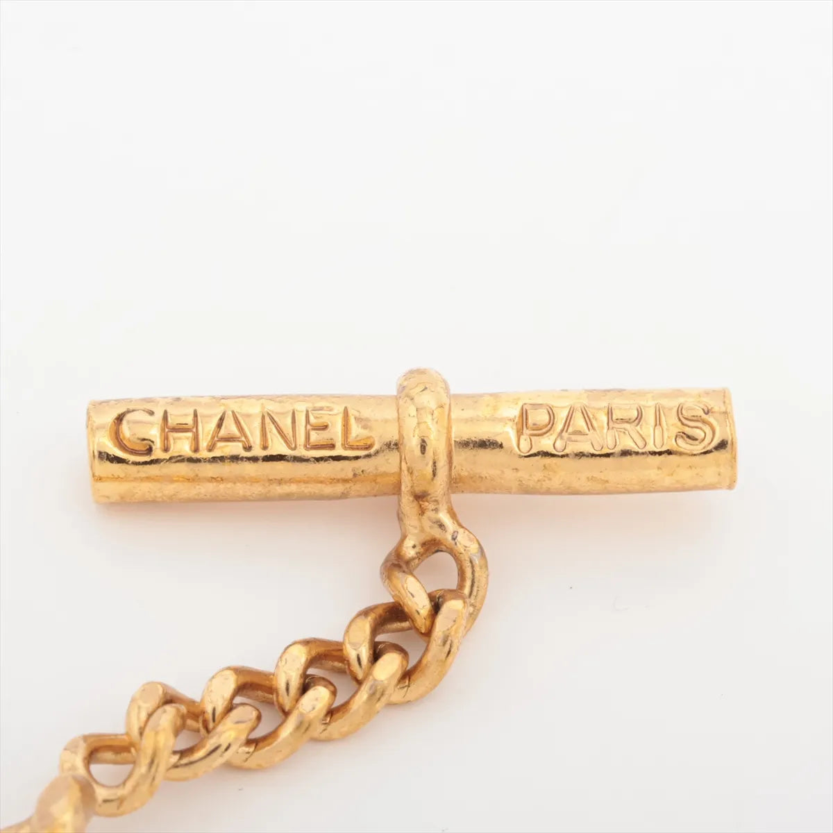 Chanel CC Logo Chain Leather Bracelet  Gold×Black