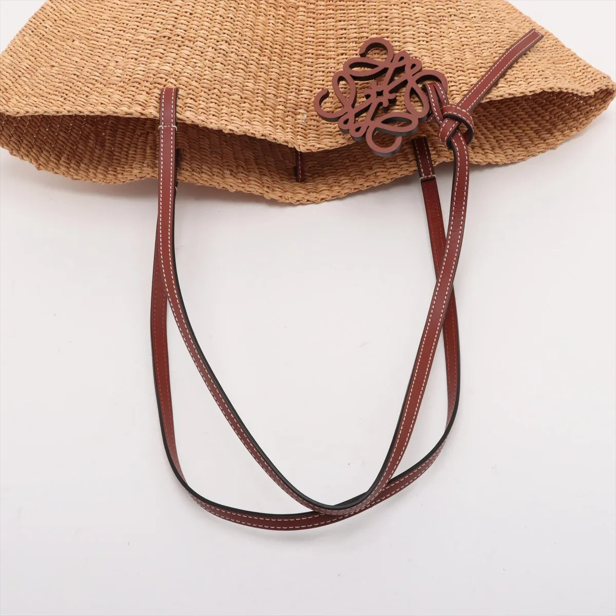 Loewe Small Basket Elephant Straw Bag Beige x Brown