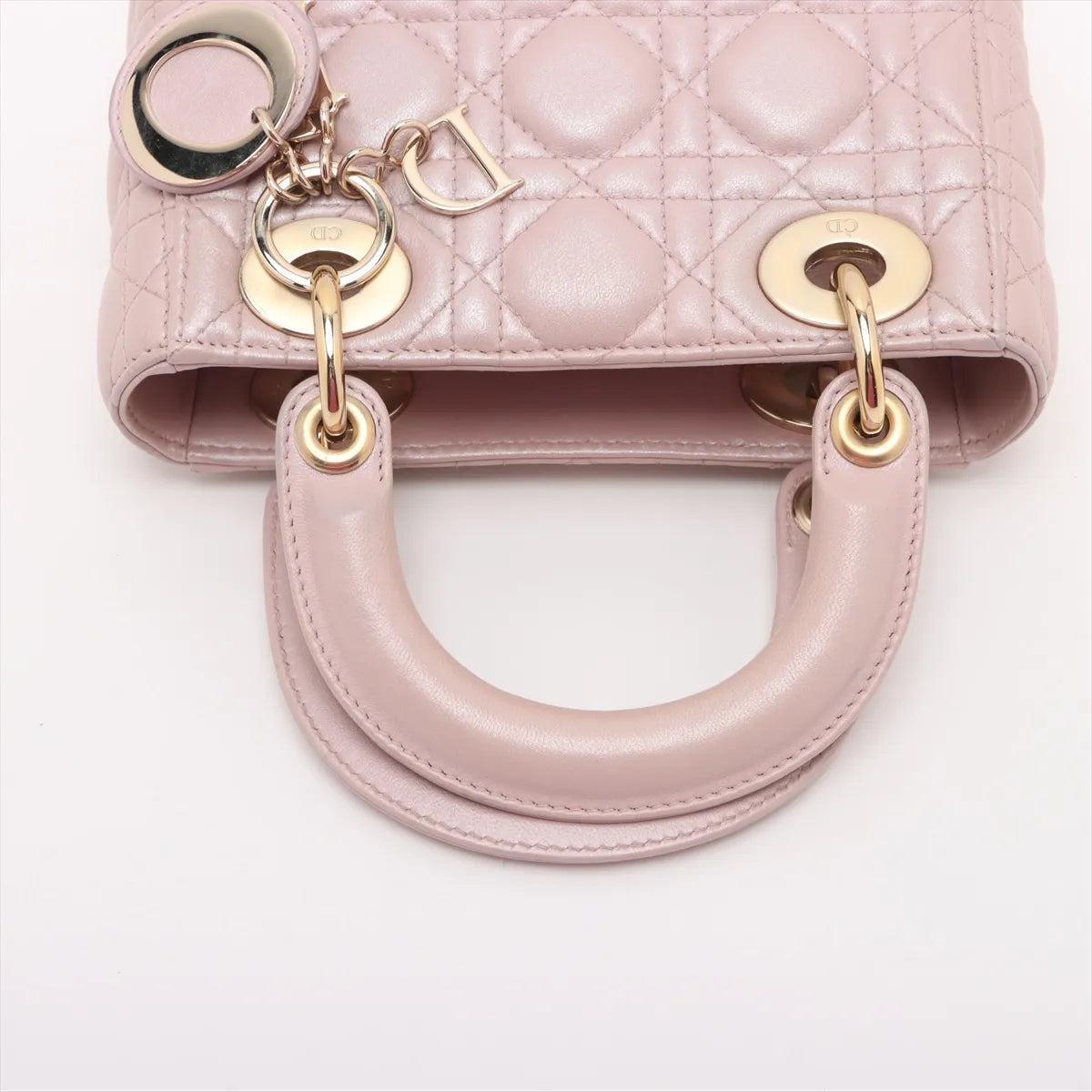 Christian Dior Cannage Mini Lady Dior Leather Two-Way Handbag Blush