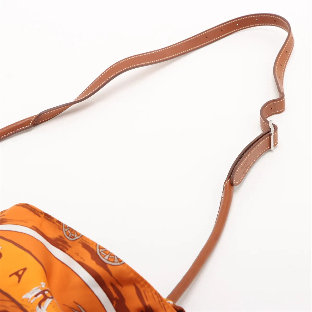 Hermes Silk Leather City PM Orange x Brown