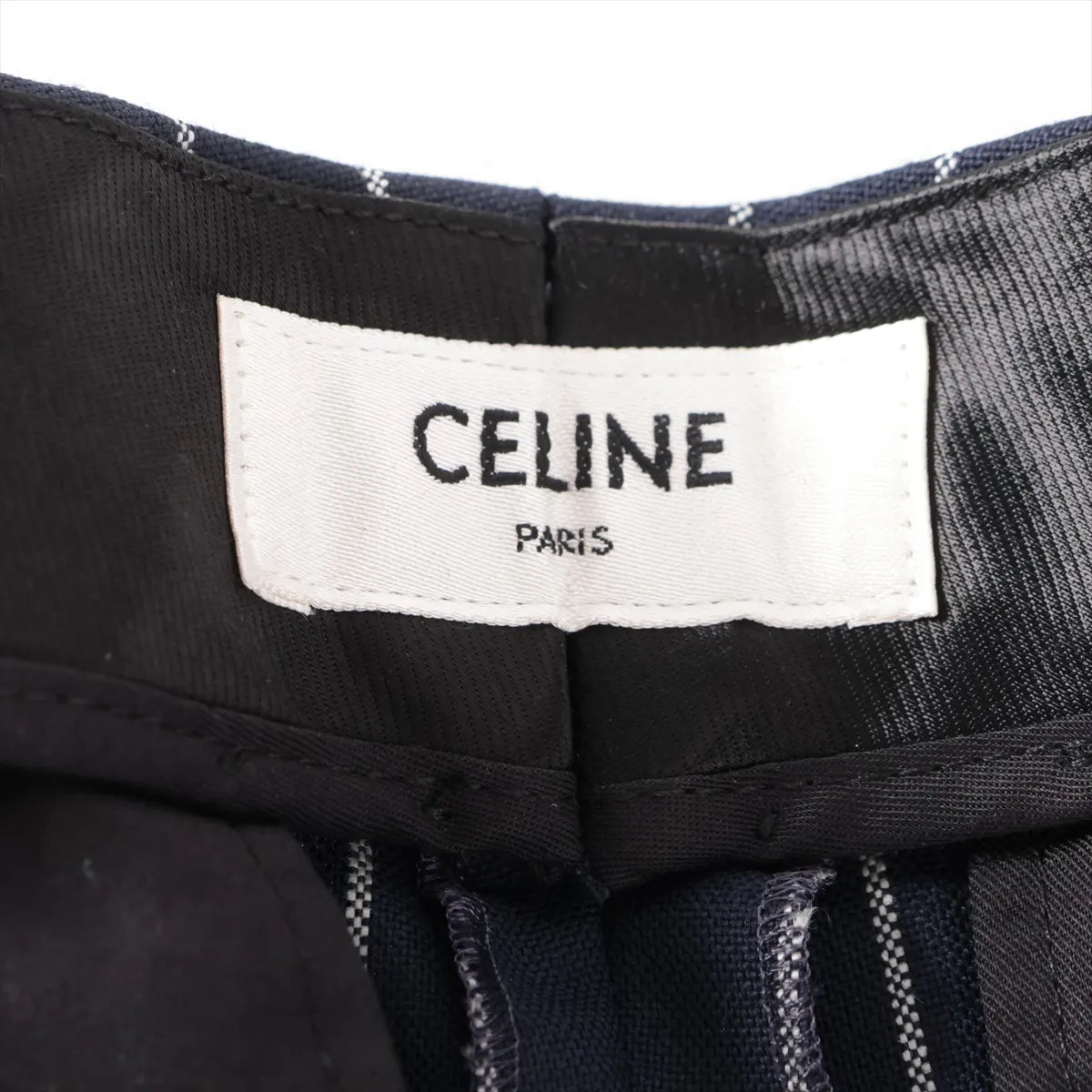 Celine Stripe Rayon Slacks Navy Blue