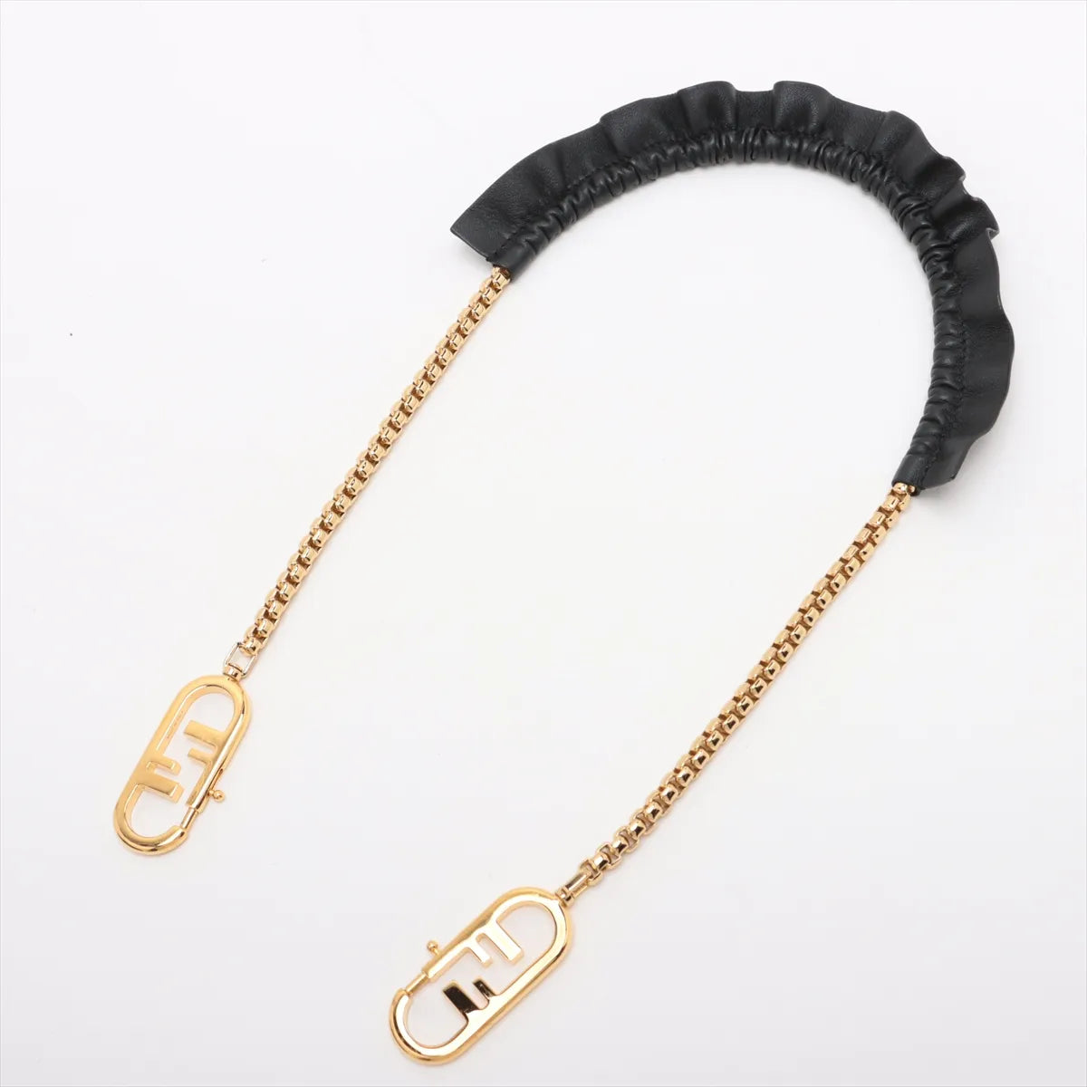 Fendi First Leather Chain Shoulder Bag Black