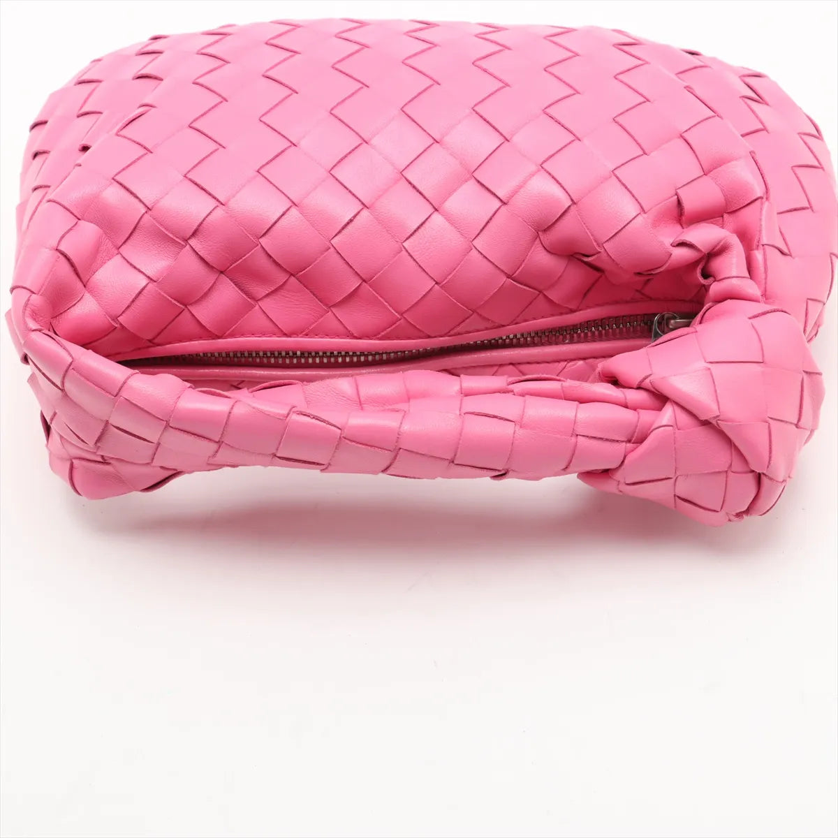 Bottega Veneta Intrecciato Mini Jodie Leather Handbag Pink