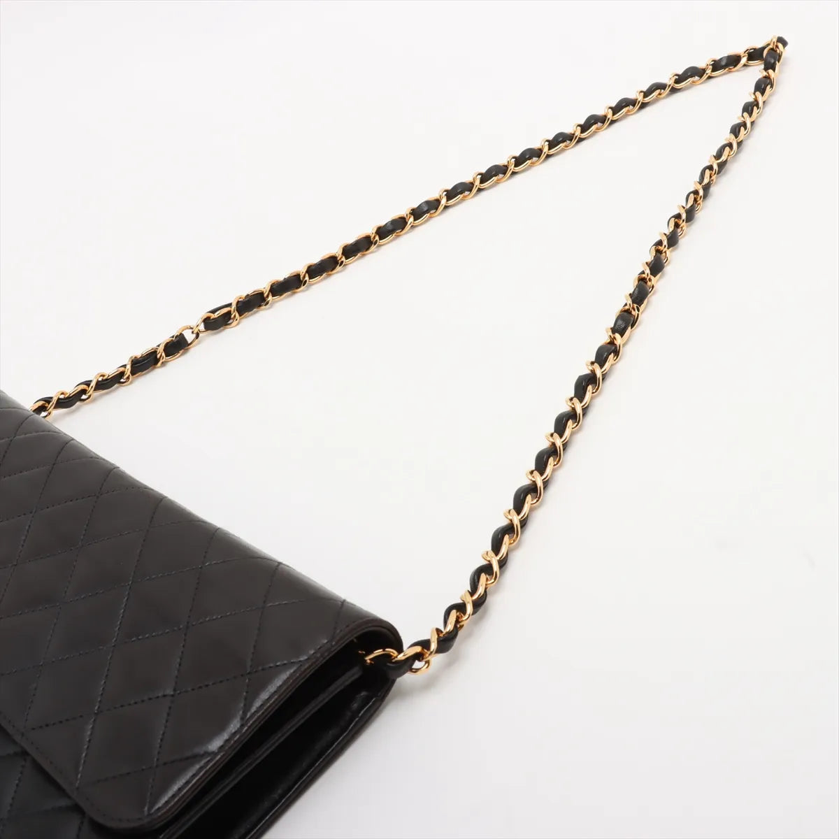 Chanel CC Logo Matelasse Lambskin Chain Shoulder Bag Black