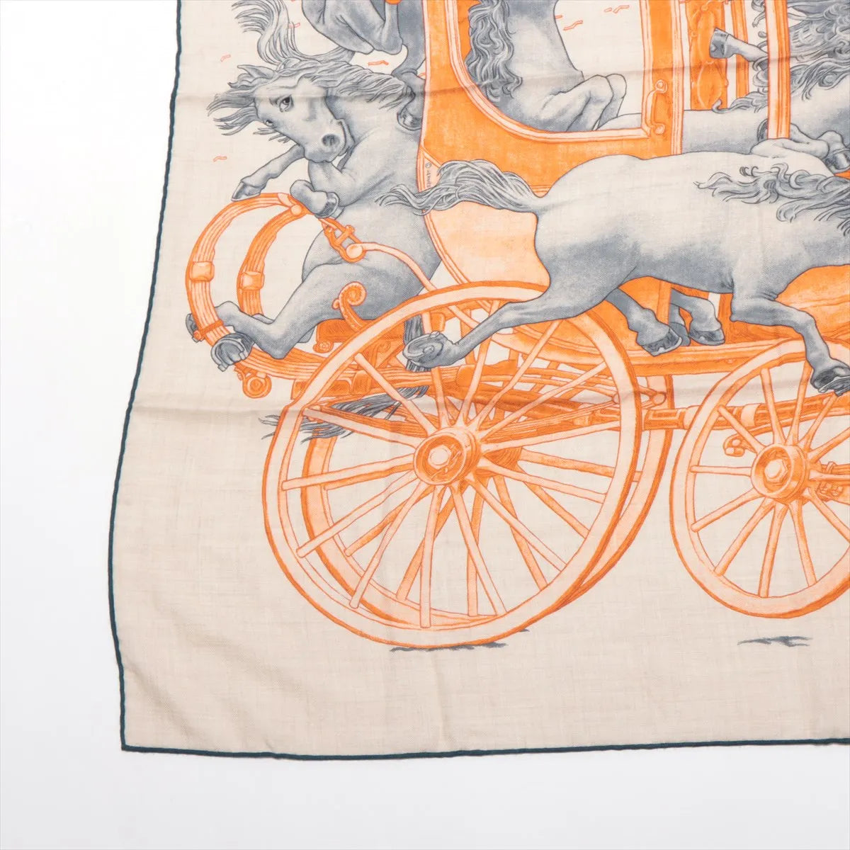 Hermès Carré 100 Grand Carrosse Royal Scarf Beige x Orange