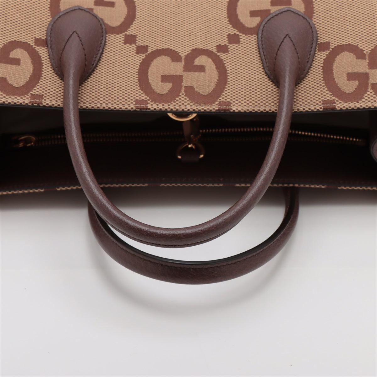 Gucci Jumbo GG Canvas Leather Two-Way Tote Bag Brown