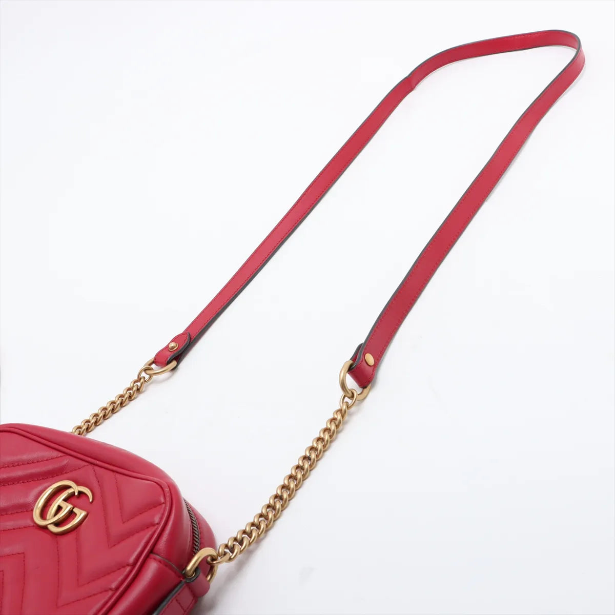 Gucci GG Marmont Leather Chain Camera Bag Red