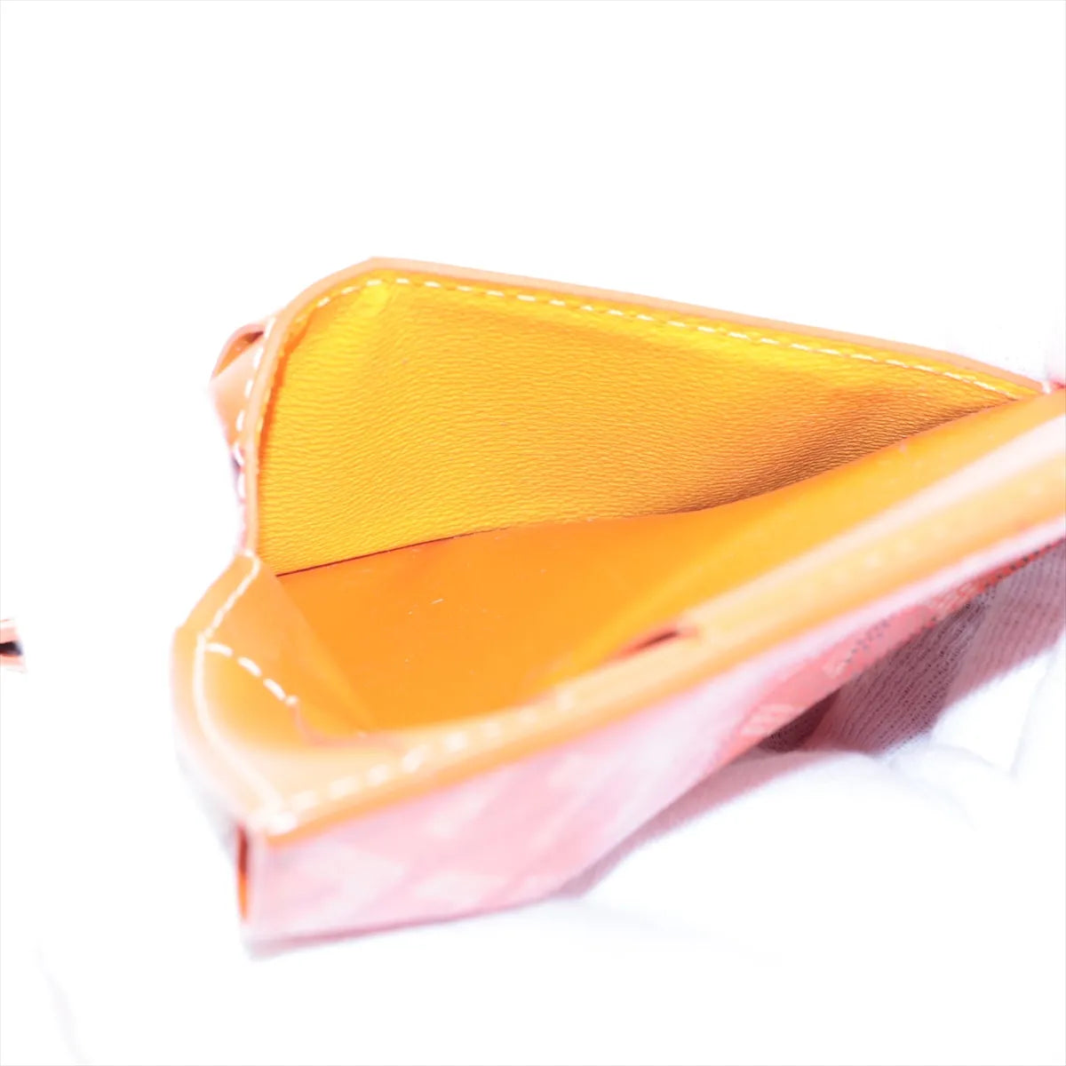 Goyard Herringbone Leather Card Case Orange