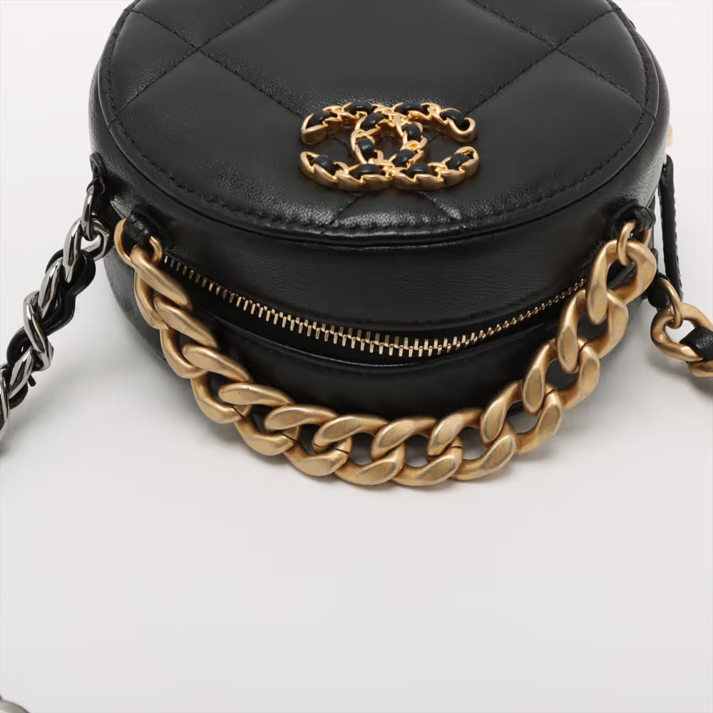 Chanel Chanel 19 Lambskin Round Chain Shoulder Bag Black