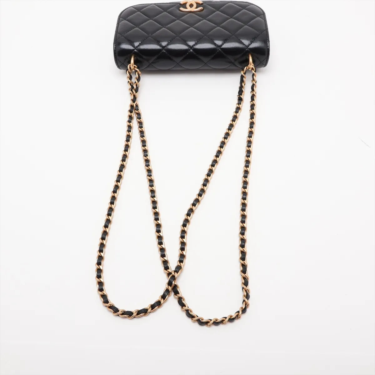 Chanel CC Logo Matelasse Lambskin Wallet on Chain Shoulder Bag Black
