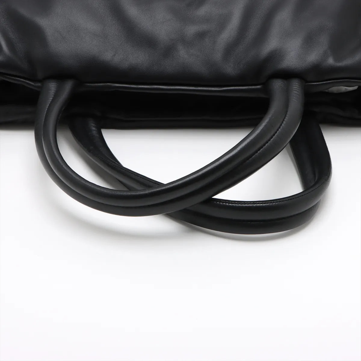 Saint Laurent Paris Debossed Logo Padded Leather Tote Bag Black