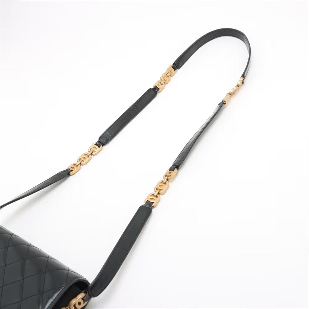 Chanel CC Logo Matelasse Leather & Suede Shoulder Bag Black