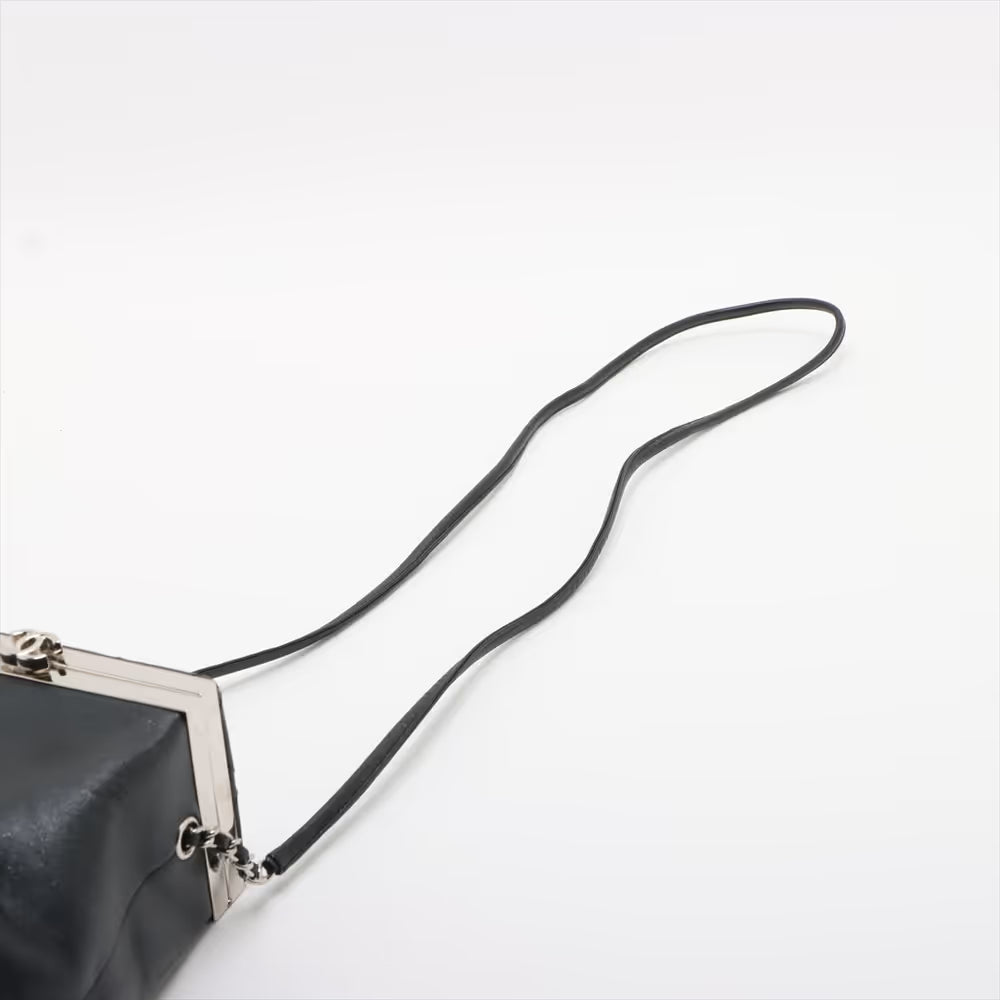 Chanel CC Logo Matelassé Leather Vanity Shoulder Bag Black