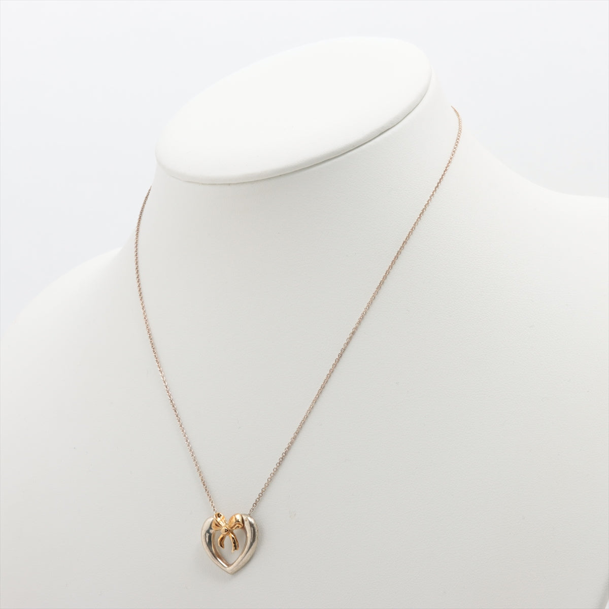 Tiffany & Co. Heart Bow Gold and Silver Necklace