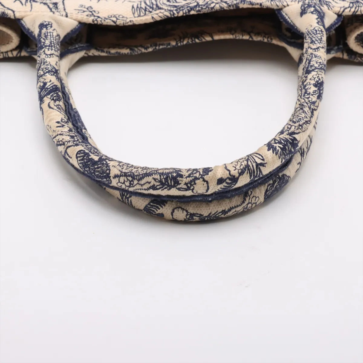 Christian Dior Toile De Jouy Embroidery Medium Canvas Book Tote Bag White x Blue