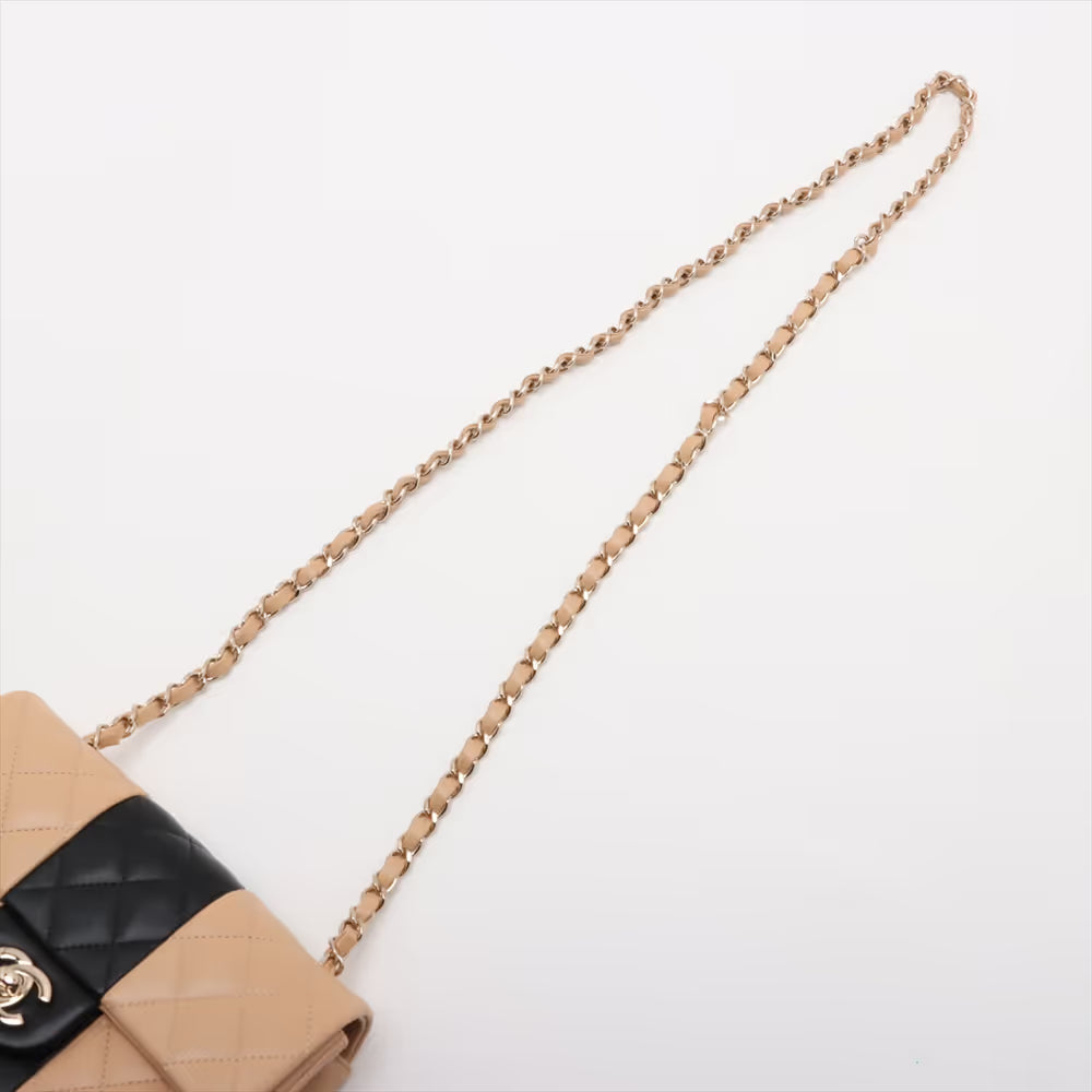 Chanel CC Logo Mini Matelasse 20 Lambskin Single Flap Single Chain Bag Beige