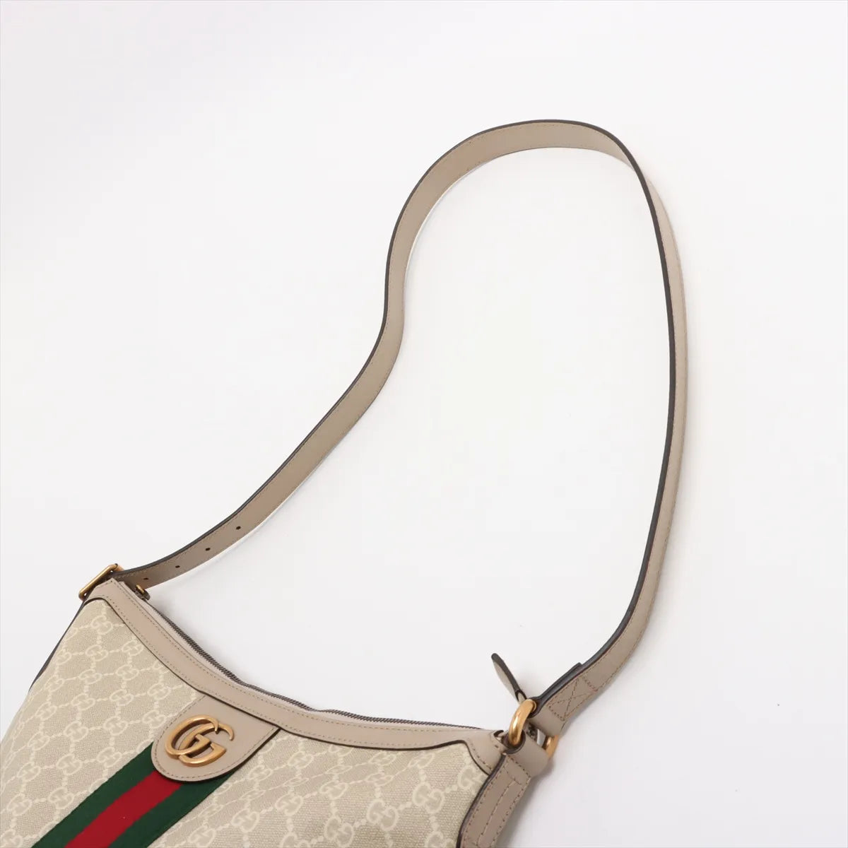 Gucci GG Supreme Ophidia Leather Shoulder Bag Beige