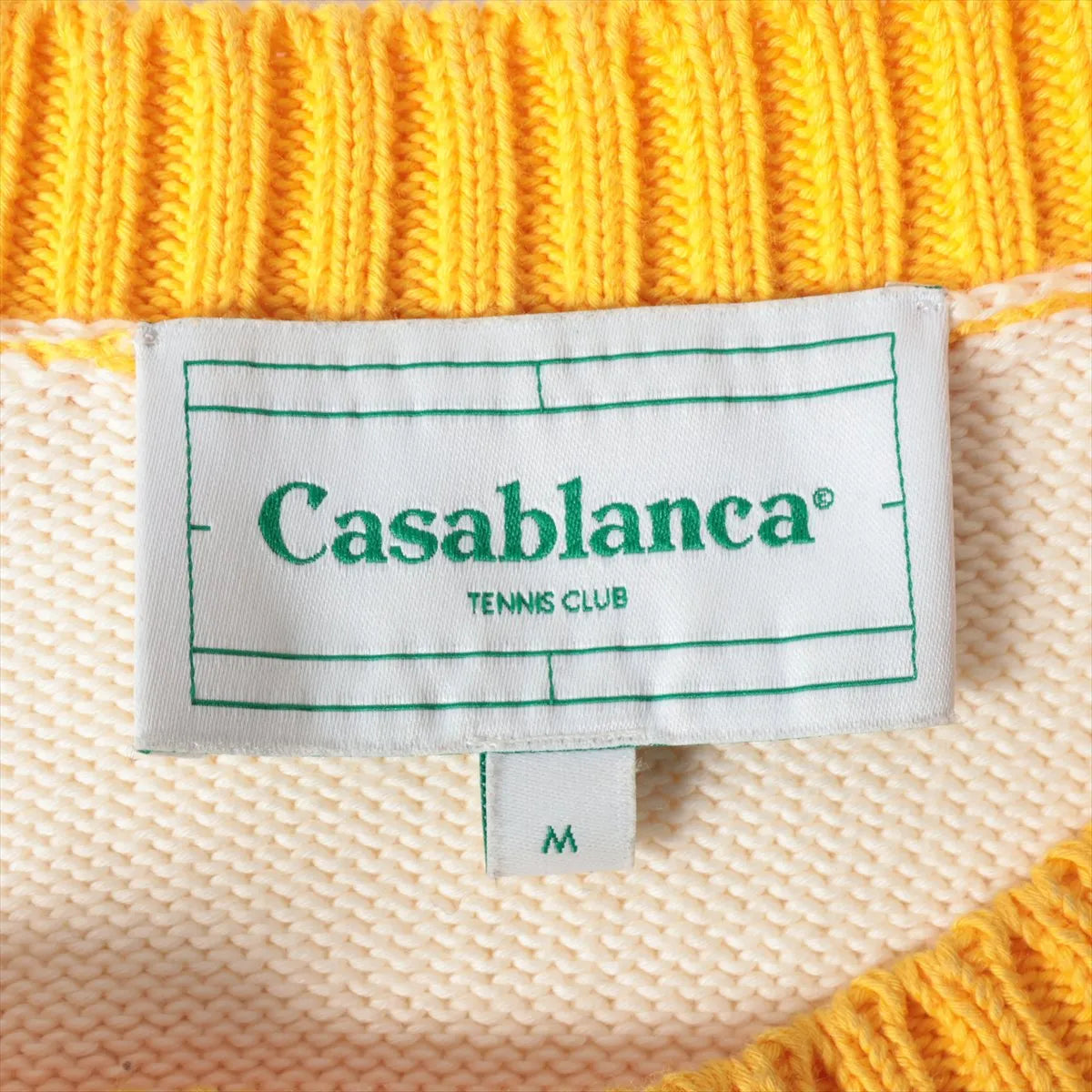 Casablanca Logo Cotton Knit Sweater Ivory x Yellow