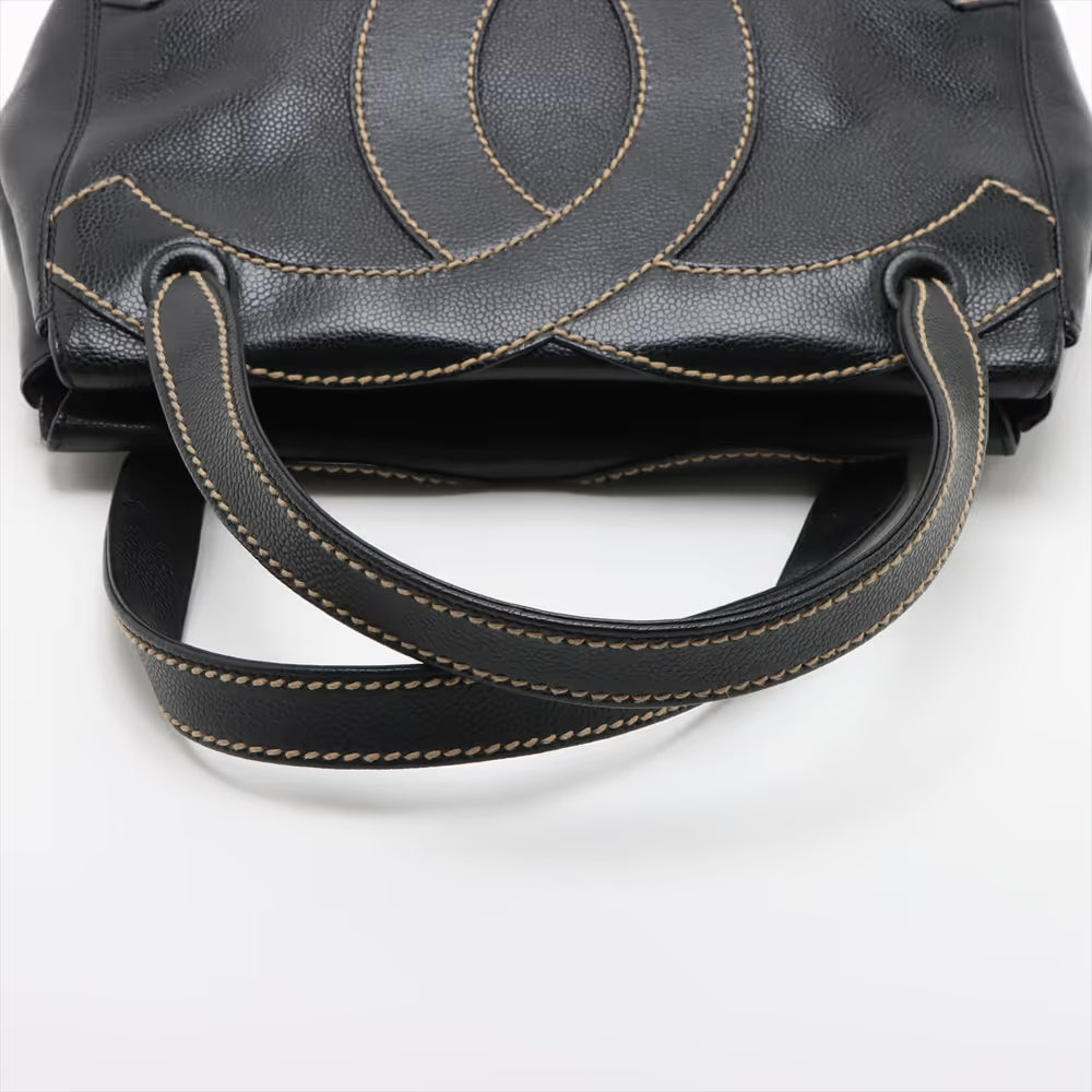 Chanel CC Logo Caviar Skin Handbag Black