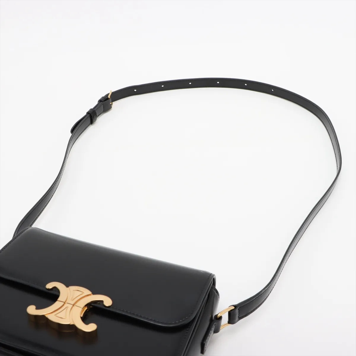 Celine Triomphe Teen Leather Shoulder Bag Black