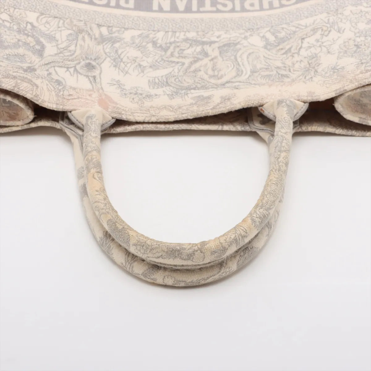 Christian Dior Toile De Jouy Embroidery Book Tote Large Gray