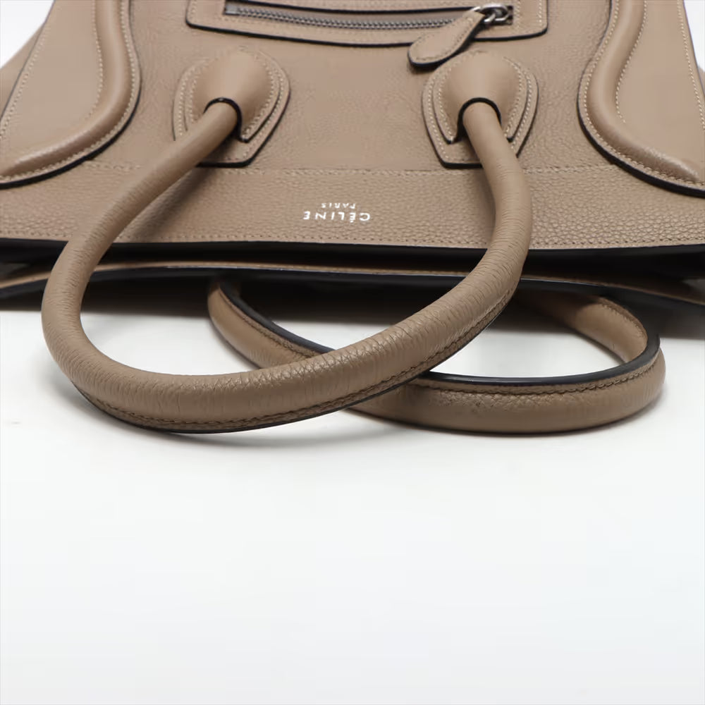 Celine Luggage Micro Shopper Leather Handbag Beige