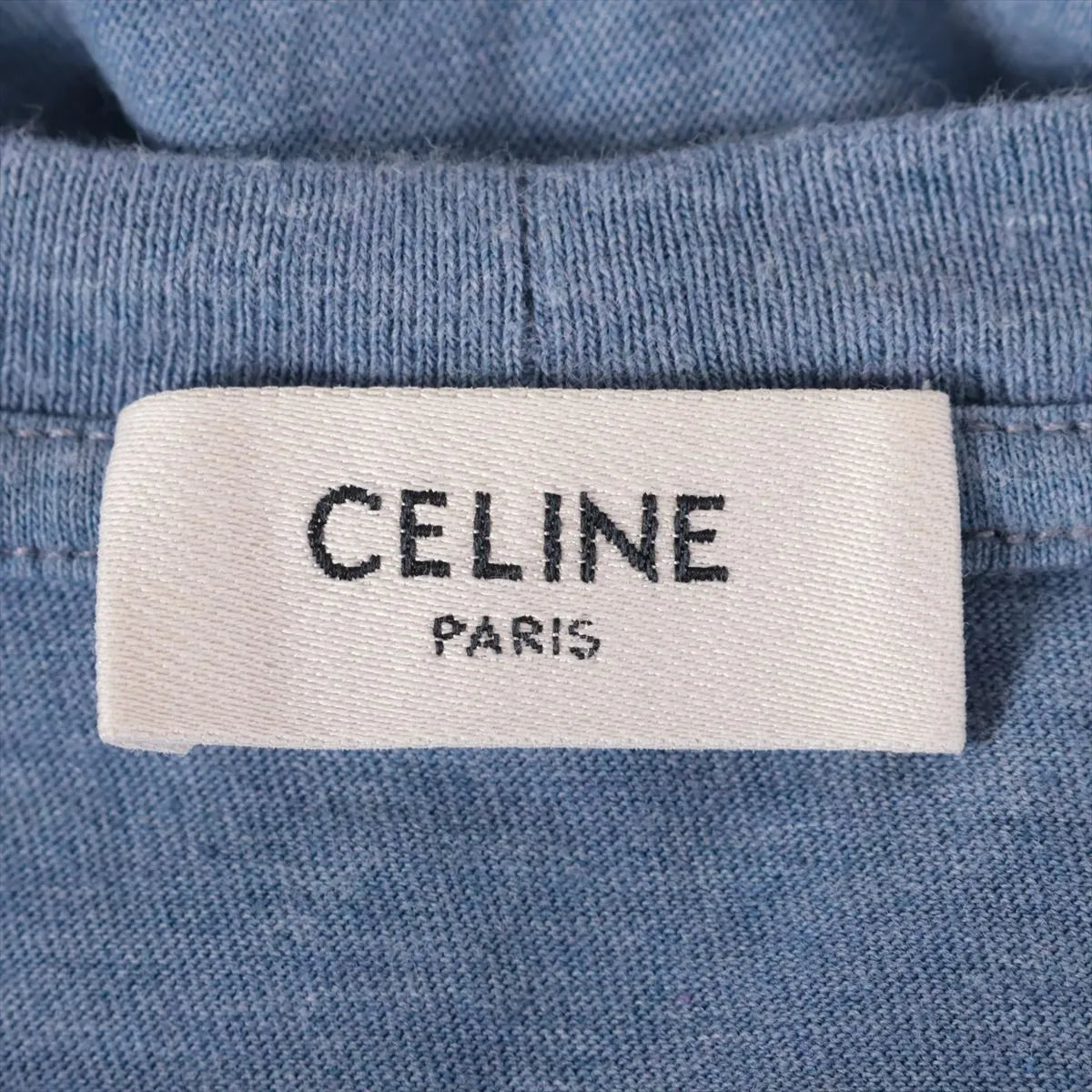 Celine Logo Cotton T-shirt Blue