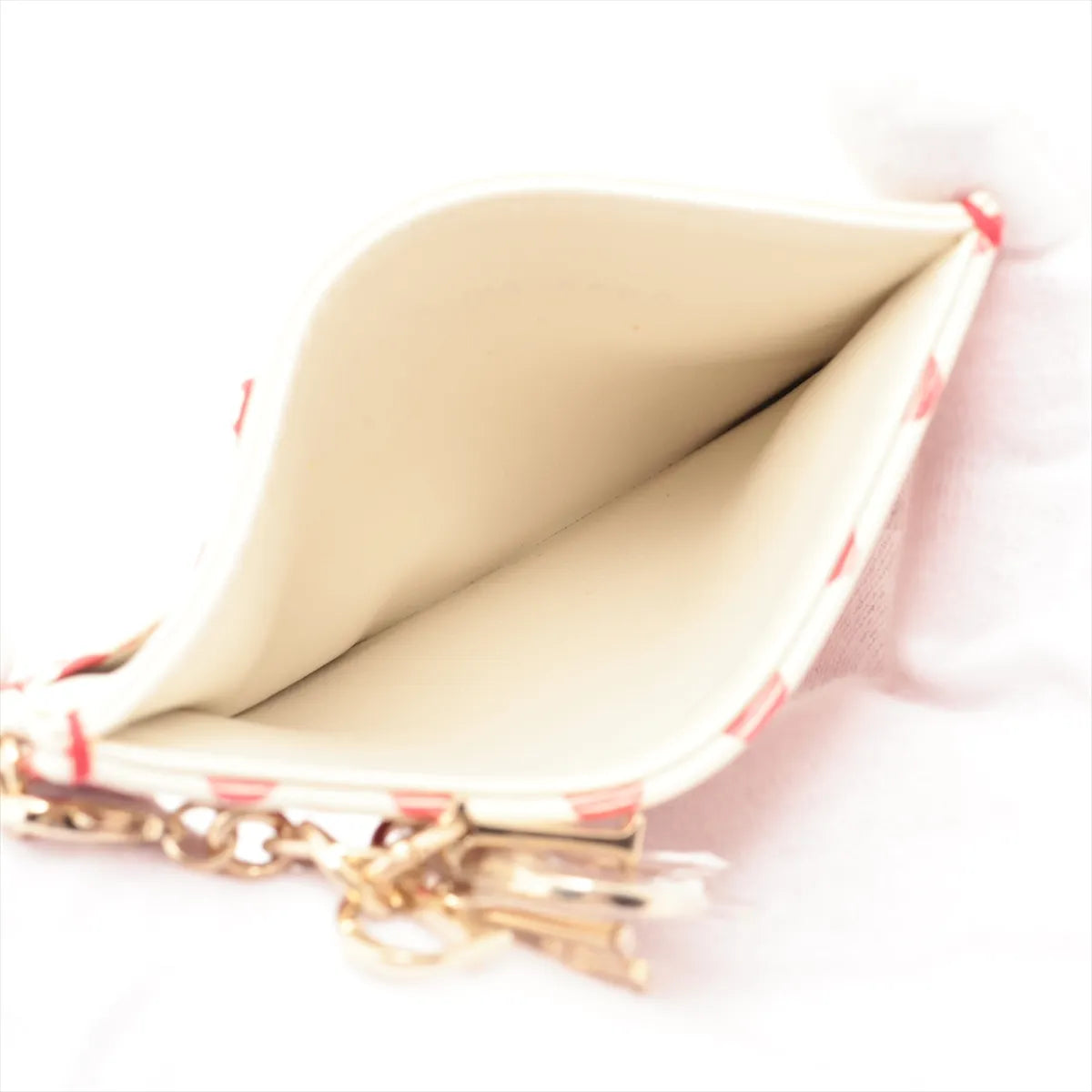 Christian Dior Leather Card Case White x Red
