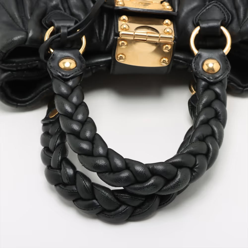 Miu Miu Matelasse Leather Two-Way Handbag Black