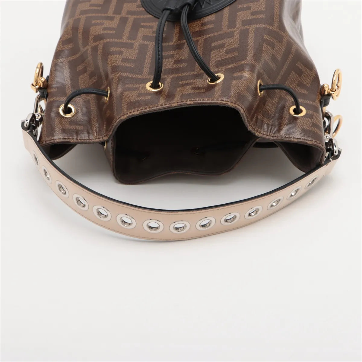 Fendi Zucca Mon Tresor Leather Two-Way Shoulder Bag Brown
