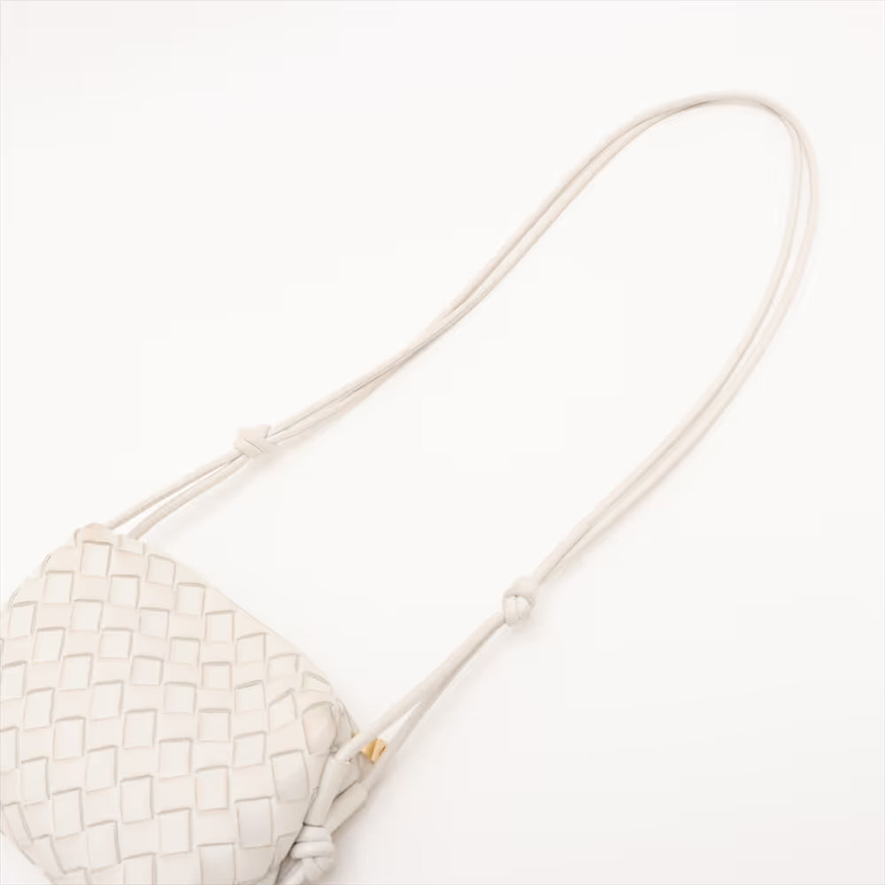 Bottega Veneta Intrecciato Mini Loop Leather Shoulder Bag Beige