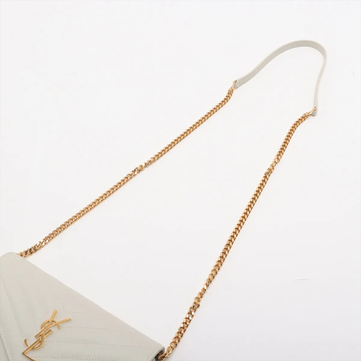 Saint Laurent Paris Envelope Leather Chain Wallet White