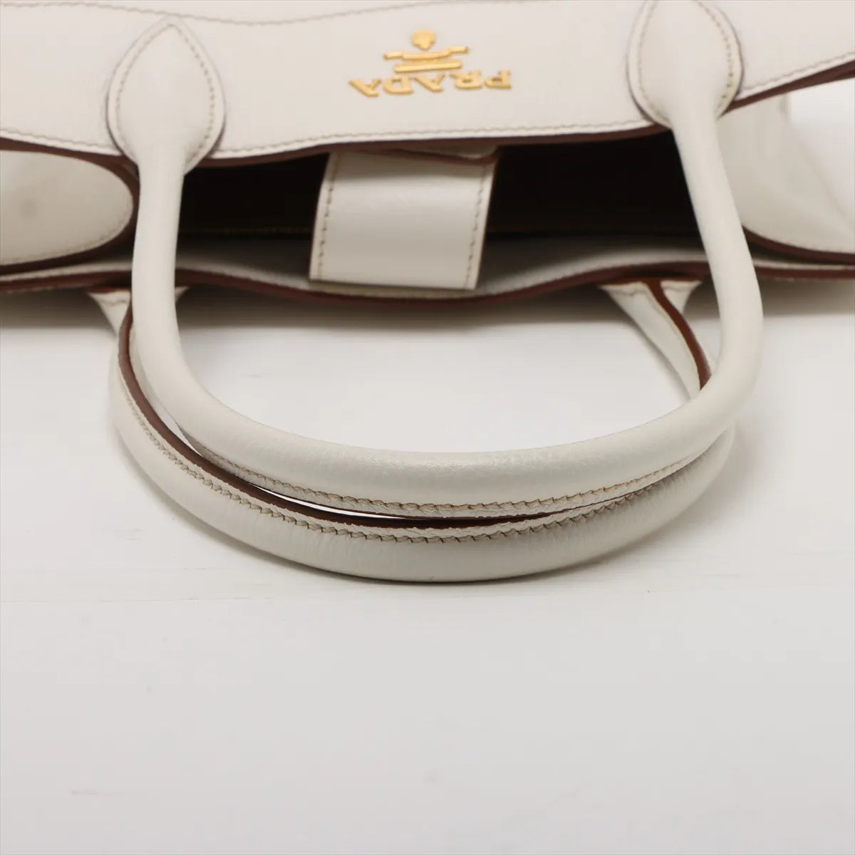 Prada Leather Two-Way Tote Bag White