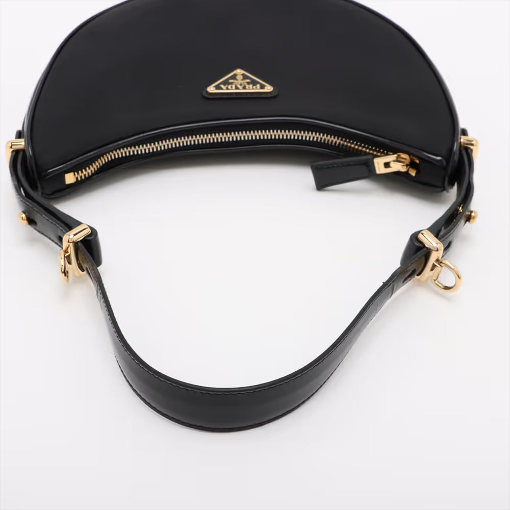 Prada Tessuto Arque Nylon Leather Two-Way Shoulder Bag Black