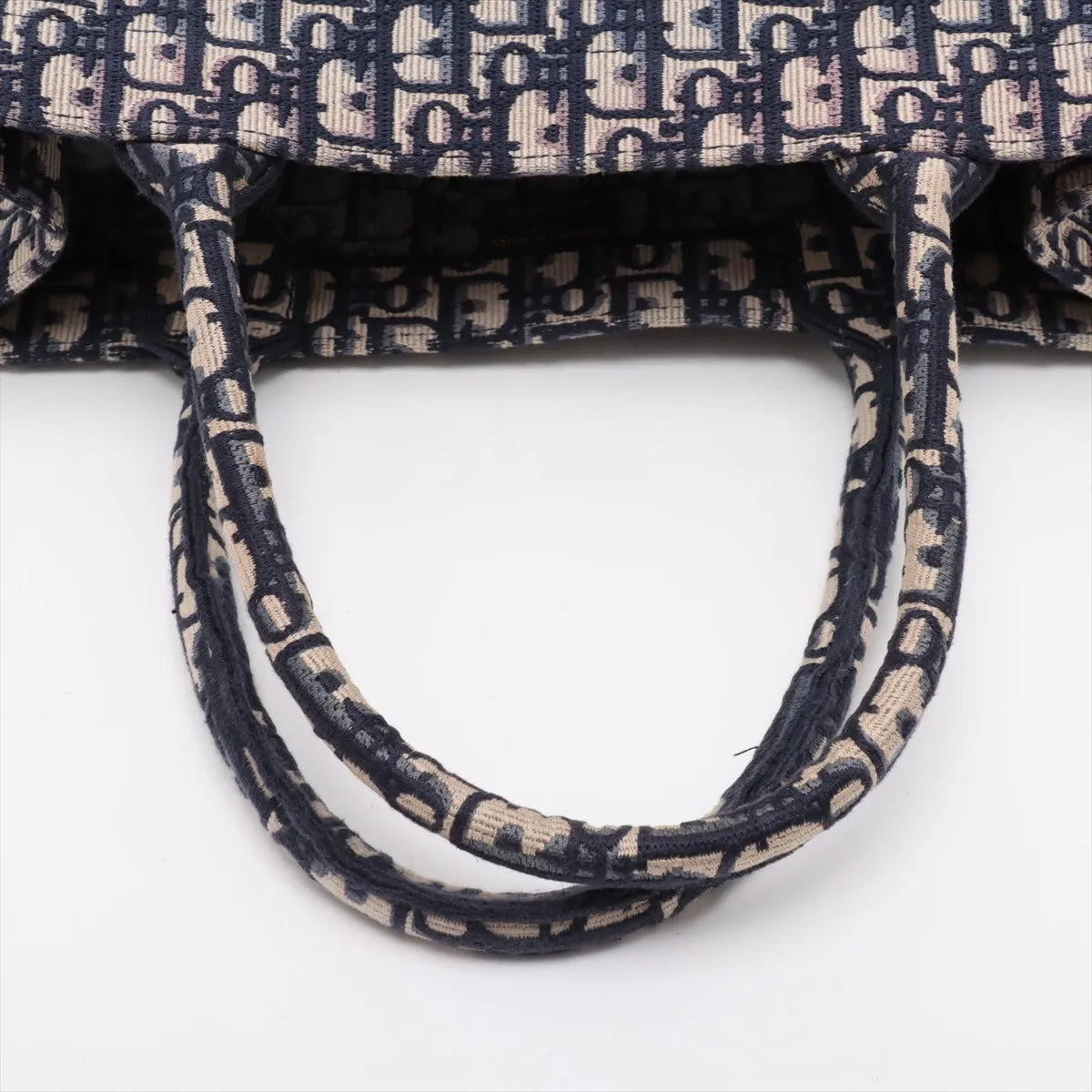 Christian Dior Oblique Book Tote Medium Canvas Bag Navy Blue