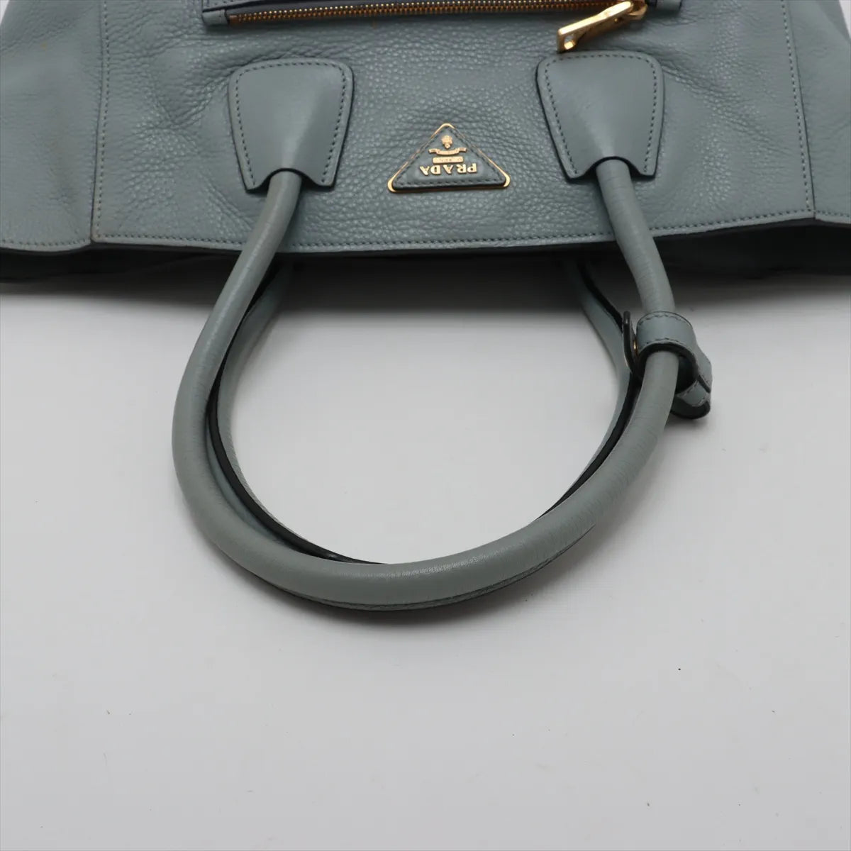 Prada Vitello Daino Leather Tote Bag Light Blue