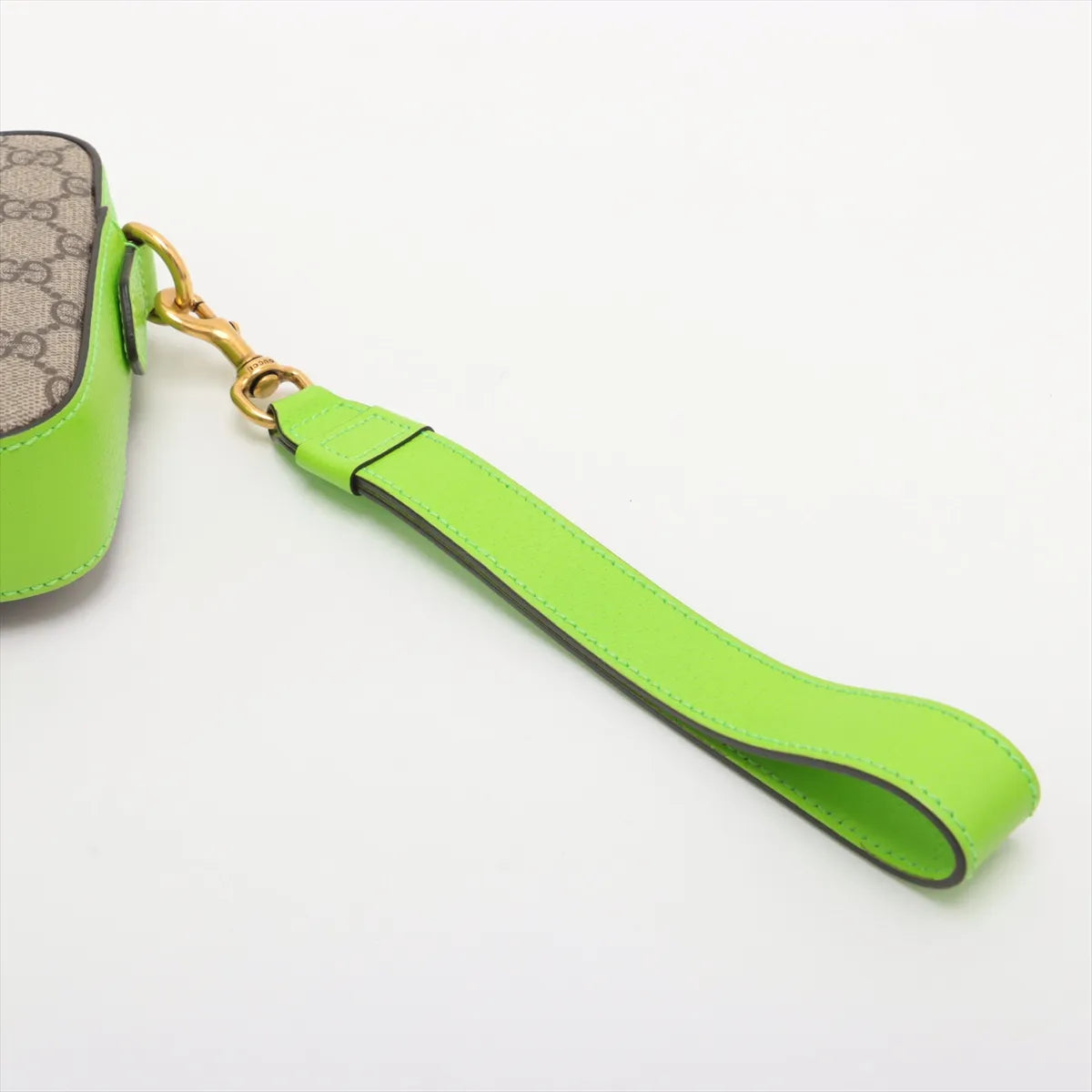 Gucci GG Supreme Ophidia Leather Shoulder Bag Beige x Neon Green
