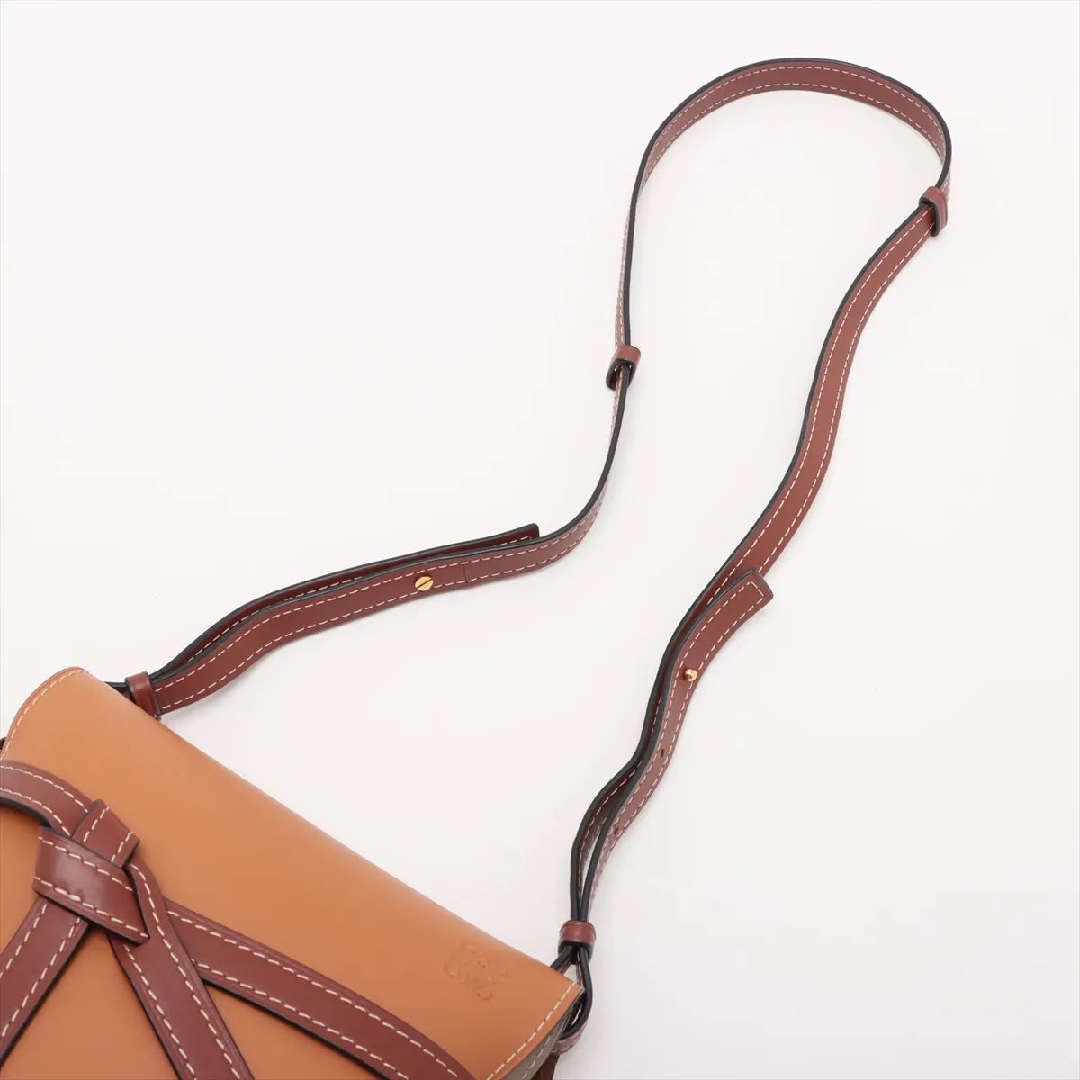Loewe Small Leather Gate Shoulder Bag Brown x Gray