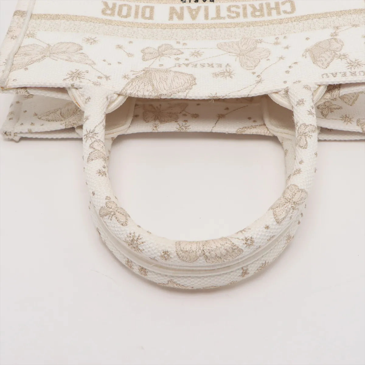 Christian Dior Small Canvas Book Tote Bag White x Beige