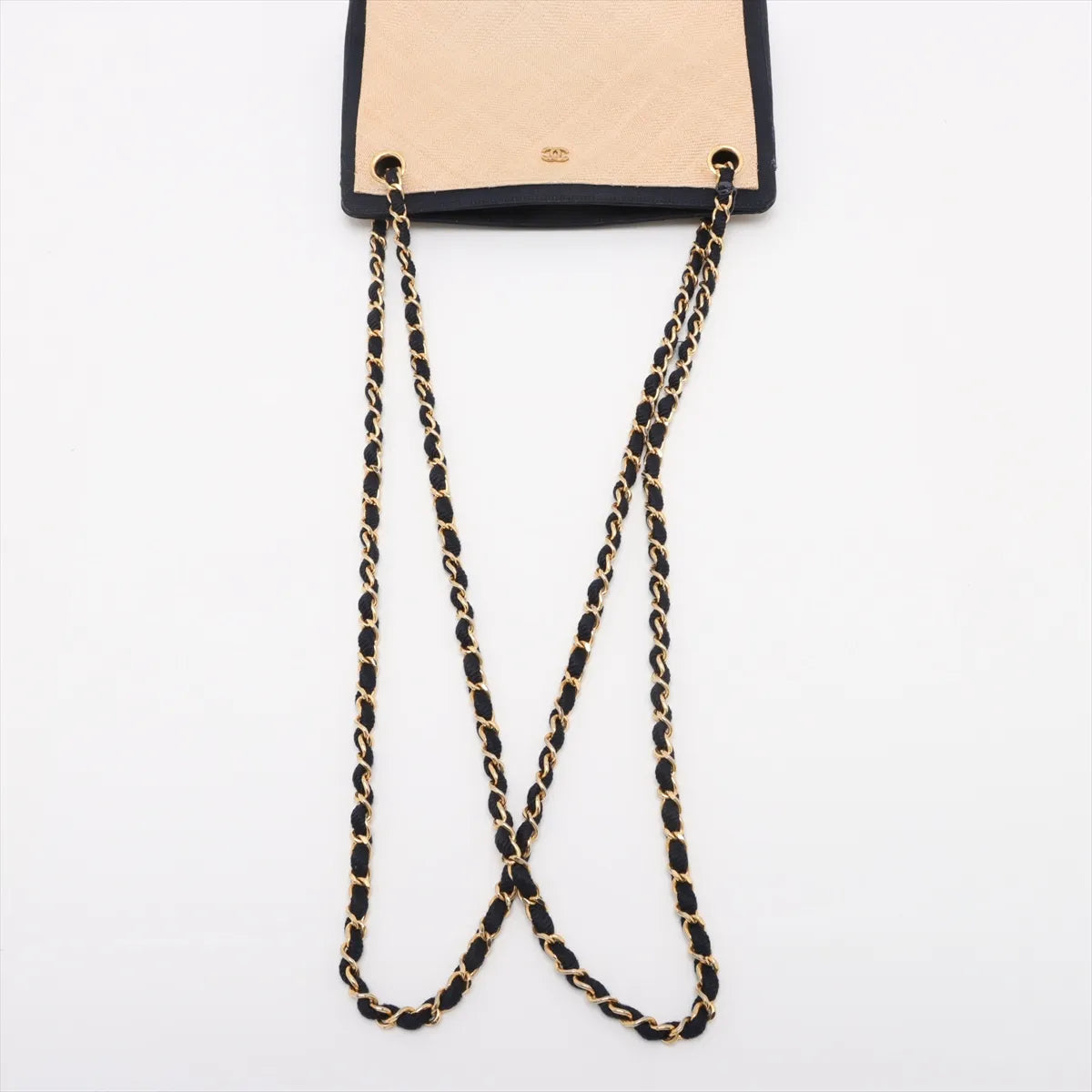 Chanel CC Logo Matelasse Straws x Nylon Chain Tote Bag Beige